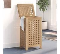 vidaXL Bac à Linge Panier à Linge Panier de Rangement Corbeille à Linge Salle de Bain Maison Intérieur 35x25x60 cm Bois de Teck Massif