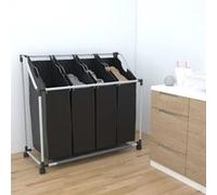 vidaXL Wassorteerder met 4 zakken zwart en grijs240367 Noir G