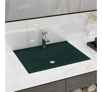 Vidaxl Lavabo Avec Trou De Robinet Vert Foncé Mat 60x46 Cm Céramique Vert