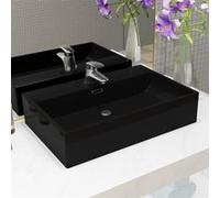 Vasque avec Trou de Robinet en Céramique Noir 76x42,5x14,5 cm Lavabo 142743