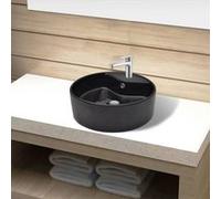 Vasque rond à trou robinet/trop-plein céramique pour salle de bain