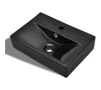 vidaXL Wastafel met kraangat en overloop zwart rechthoekig keramiek141933 Noir G