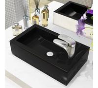 vidaXL Vasque avec trou de robinet Céramique Noir 46 x 25,5 x 12 cm