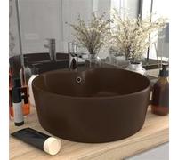 vidaXL Lavabo avec Trop-plein Vasque à Poser de Toilette Lave-mains de Salle de Bain Salle Cosmétique Maison Marron Foncé Mat 36x13 cm Céramique
