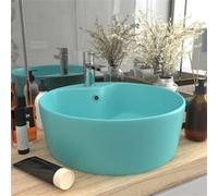 Wastafel met overloop 36x13 cm keramiek mat lichtgroen147035
