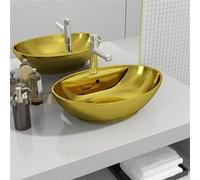 Lavabo avec Trop-Plein Lave-Mains Vasque à Poser Monter Salle de Bain Intérieur Salle d'Eau Cabine de Toilette Maison 58,5x39x21 cm Céramique
