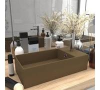 Vidaxl Lavabo De Salle De Bain Avec Trop-Plein Céramique Crème Mat