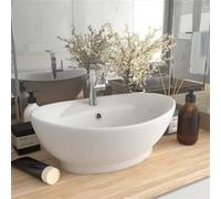 Vidaxl Lavabo Ovale De Luxe À Trop-Plein Blanc Mat 58,5x39cm Céramique