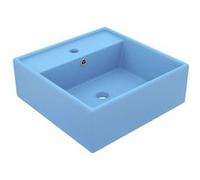 vidaXL Lavabo carré à trop-plein Bleu clair mat 41x41 cm Céramique