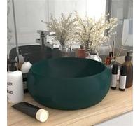 vidaXL Lavabo rond de luxe Vert foncé mat 40x15 cm Céramique