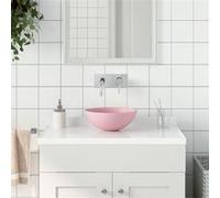 Lavabo de Salle de Bain Rond Vasque à Poser de Toilette Lave-mains de Cuisine Salle Cosmétique Maison Intérieur Céramique Rose Mat