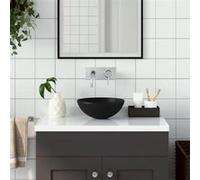 Vidaxl Lavabo De Salle De Bain Céramique Noir Mat Rond