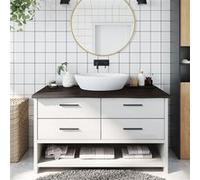 vidaXL Wastafelblad 100x50x(2-4) cm behandeld massief hout donkerbruin3156228 Bois G