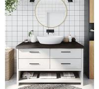 vidaXL Wastafelblad 100x50x(2-6) cm behandeld massief hout donkerbruin3156229 Bois G