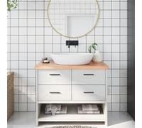 vidaXL Plan de travail pour salle de bain bord vivant Bois traité Marron clair 100×60×(2–4)cm