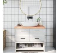 vidaXL Comptoir de salle de bain Dessus d'armoire bord vivant Marron clair 100x60x2-6 cm