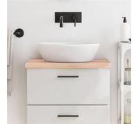 Comptoir de Salle de Bain Dessus Plan de Travail Bois Massif Non Traité vidaXL