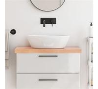 Comptoir de Salle de Bain, Dessus d'Armoire avec Bord Vivant, Plan de Travail de Toilette, Marron Clair 80x40x(2-6) cm Bois Traité