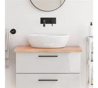 vidaXL Comptoir de Salle de Bain, Dessus d'Armoire avec Bord Vivant, Plan de Travail de Toilette, Marron Clair 80x50x(2-4) cm Bois Traité