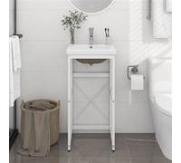 vidaXL Wastafelframe met inbouwwastafel ijzer wit3101385 Blanc G