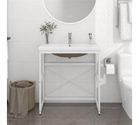 vidaXL Wastafelframe met inbouwwastafel ijzer wit3101387 Blanc G