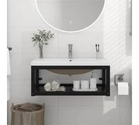 vidaXL Wastafelframe met inbouwwastafel ijzer zwart3101384 Noir G