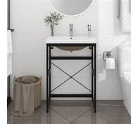 vidaXL Cadre de lavabo pour vasque à encastrer – Fer Noir