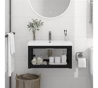 vidaXL Wastafelframe wandgemonteerd 59x38x31 cm ijzer zwart338494 Noir G