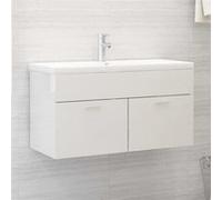 Vidaxl Armoire D'évier Avec Lavabo Intégré Blanc Brillant Aggloméré
