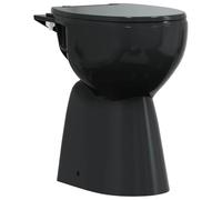 vidaXL Toilette Haute sans Bord avec Fermeture Douce Cuvette WC Siège de Toilette Salle de Bain Maison Intérieur 7 cm Céramique Noir