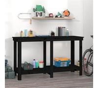 vidaXL Banc de travail Noir 140x50x80 cm Bois de pin massif