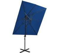 vidaXL Zweefparasol met dubbel dak 250x250 cm azuurblauw312365 Bleu G