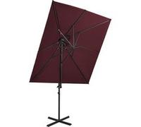 vidaXL Parasol déporté à double toit Rouge bordeaux 250x250 cm