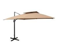 vidaXL Zweefparasol met dubbel dak 300x300 cm taupe312374 Taupe G