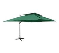 vidaXL Zweefparasol met dubbel dak 400x300 cm groen312371 Vert G