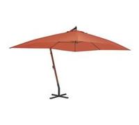 Parasol Suspendu avec Mât en Bois Pare-soleil Abri de Soleil Patio Noir vidaXL