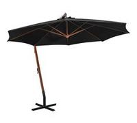 Vidaxl Parasol De Jardin Suspendu Avec Mât Noir Bois De Sapin Massif