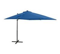 Vidaxl Parasol Déporté Avec Mât Et Lumières Led Bleu Azuré 250 Cm Bleu