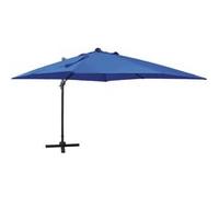 Vidaxl Parasol Déporté Avec Mât Et Lumières Led Bleu Azuré 300 Cm Bleu