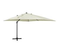 Vidaxl Parasol Déporté Avec Mât Et Lumières Led Sable 300 Cm