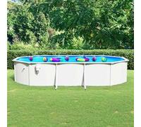 Zwembad met stalen wand ovaal 610x360x120 cm wit93265