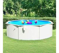 Piscine hors sol acier ronde /circulaire 460x120cm paroi blanc revêtement liner PVC bleu résistant durable /kit incl.Skimmer