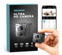VIDCASTIVE Mini caméra cachée 4K double bande 2,4/5 GHz WiFi caméra de sécurité intérieure avec détection humaine AI, vision nocturne, stockage Cloud/SD, jusqu'à 150 jours d'autonomie en veille