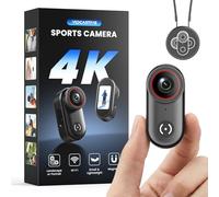 VIDCASTIVE Mini caméra d'action POV portable 4K avec écran de 1,44", batterie de 150 minutes, support magnétique et clip - Caméra de sport taille pouce pour le travail, les voyages, les animaux