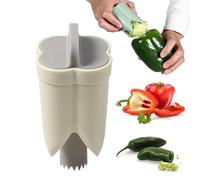 Vide-graines de poivron 2 en 1 facile à utiliser et durable, outil pour légumes, ananas, poires, gadget de cuisine (beige-1 pièce)