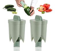 Vide-graines de poivron 2 en 1 facile à utiliser et durable, outil pour légumes, ananas, poires, gadget de cuisine (vert, 2 pièces)
