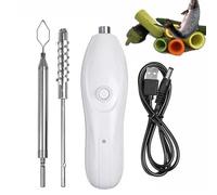 Vide-légumes électrique portable, 10 W rechargeable, écailleur de poisson, 1200 mAh avec 2 coupe-légumes en acier inoxydable pour cuisine, carottage des fruits et écaillage du poisson
