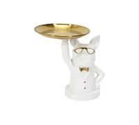 Vide-Poche Bulldog Blanc et Or Plateau en L'air - MANIA -