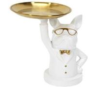 Vide-Poche Bulldog Blanc et Or Plateau en L'air - MANIA - ALTOBUY Blanc