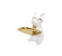 Vide-Poche Bulldog Blanc et Or Plateau Servi - MANIA -